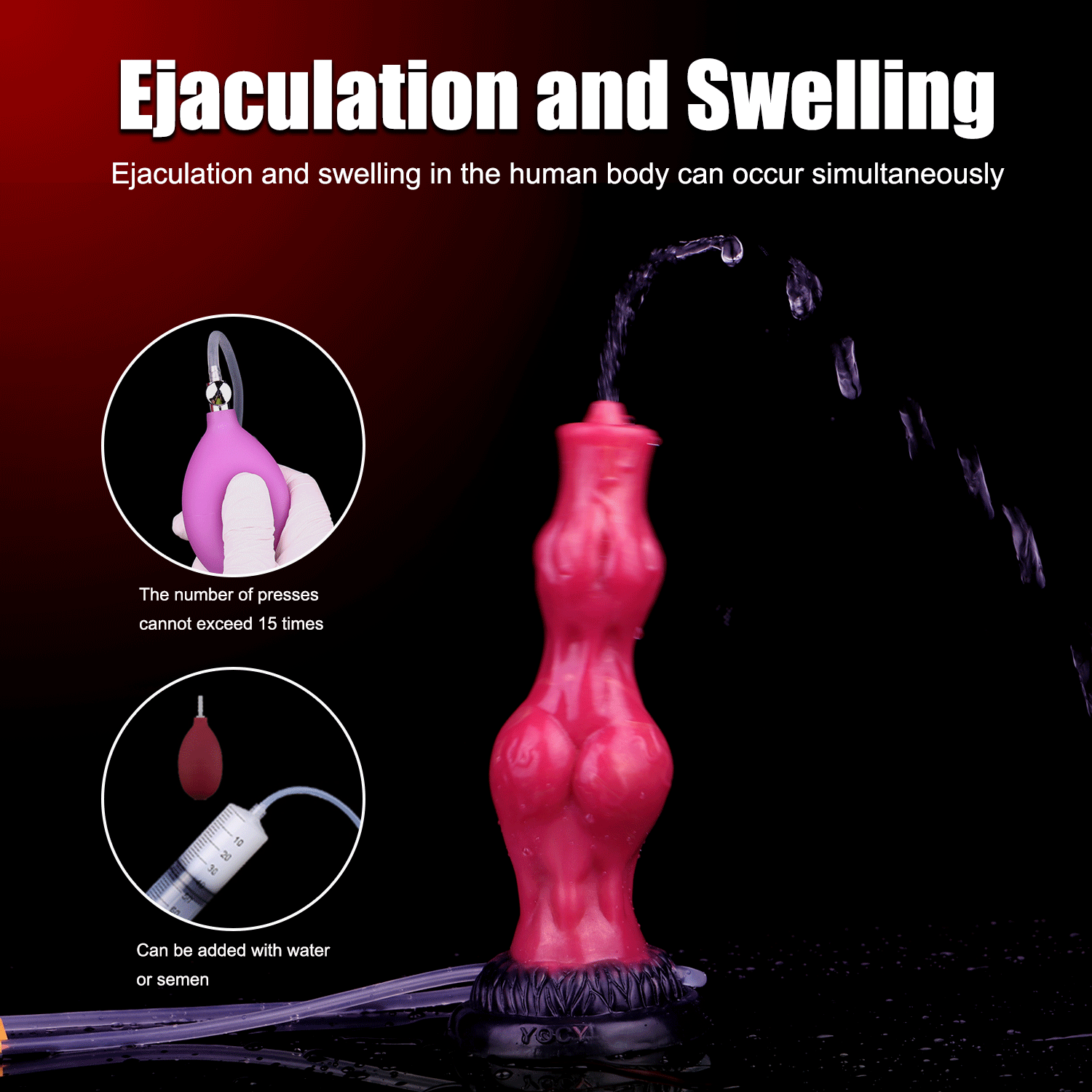 8.11in Dog Knot Silicone Soft Big Ejaculating Dildo G-Spot Stimulato Cock