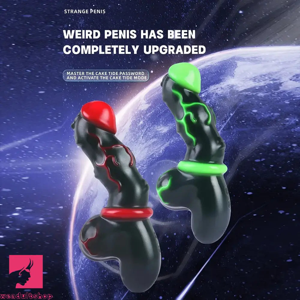 7.8in Alien Mutant Simulation Cock Colorful Ribbed Vaginal Handle Dildo