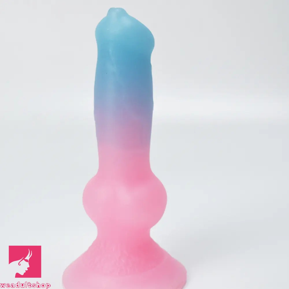 7.49in Dog Cock Knot Dildo Silicone Soft Animal Cock Luminous Clit Dildo