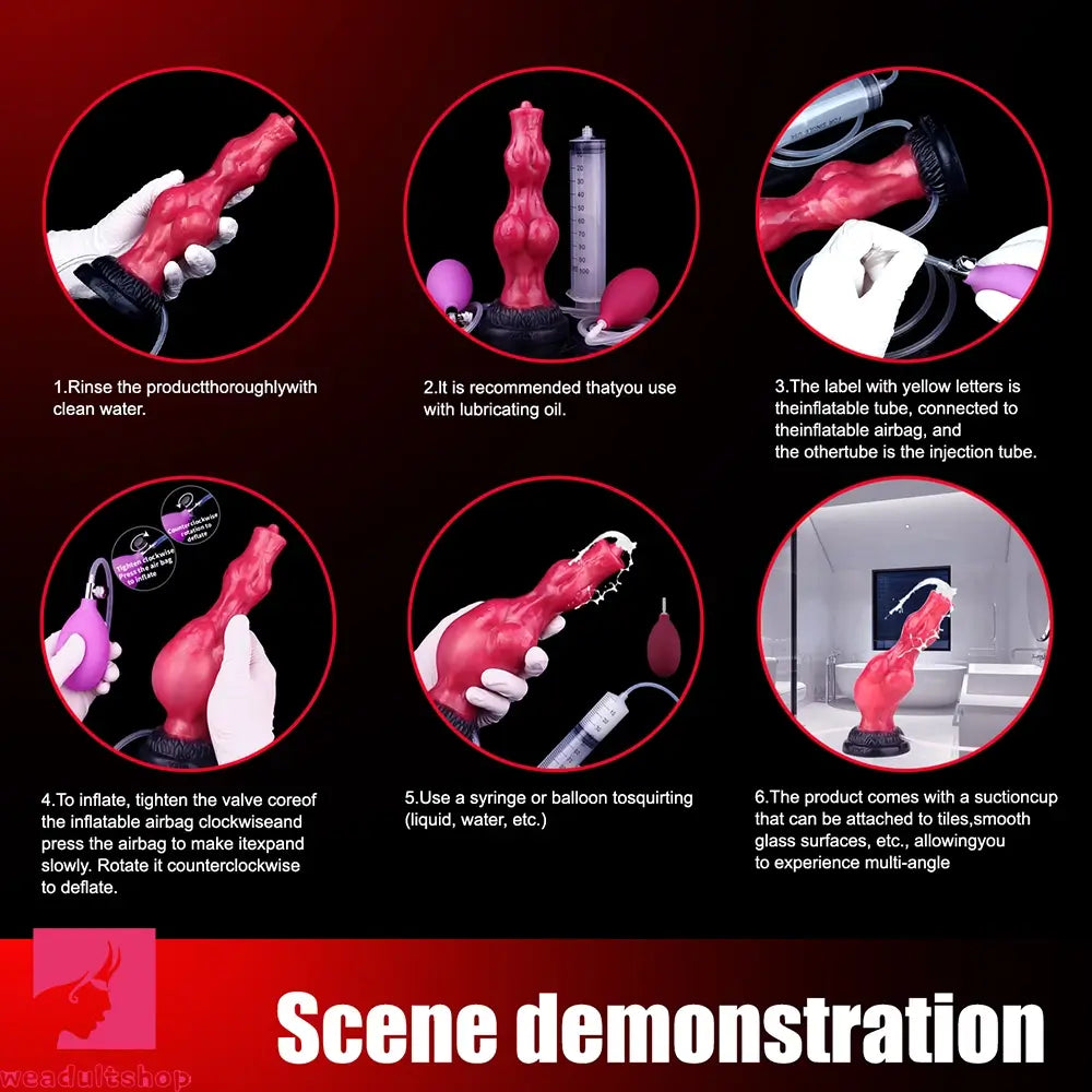 8.11in Dog Knot Silicone Soft Big Ejaculating Dildo G-Spot Stimulato Cock