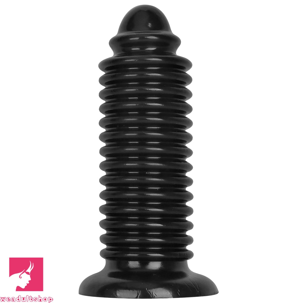 6.88in 9.84in Black Pointed Tip Threaded Big PVC Butt Plug Cock Dildo