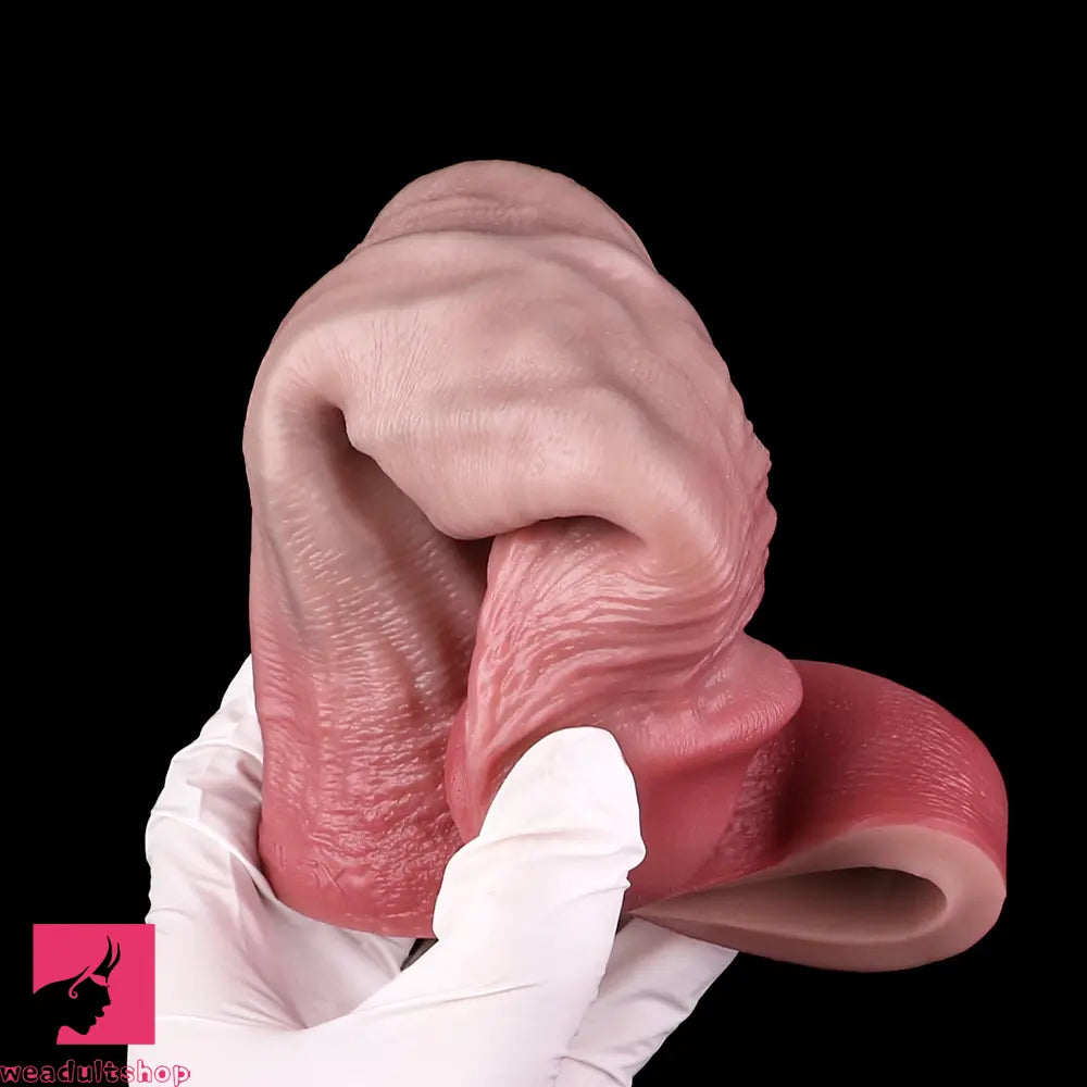 7.72in Real Blue Veins Hollow Dildo Cock Sleeve With Cock Ring For Penis