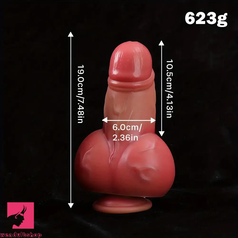 7.48in Thick Short Phallic Silicone Soft Real Dildo With Useful Suction Cup