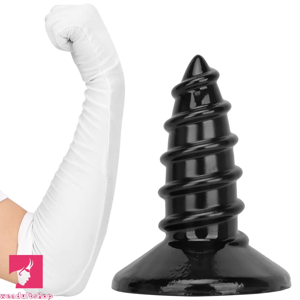 9.05in 11.22in Black Oversized Screw Giant PVC Penis Anal Plug Fat Dildo