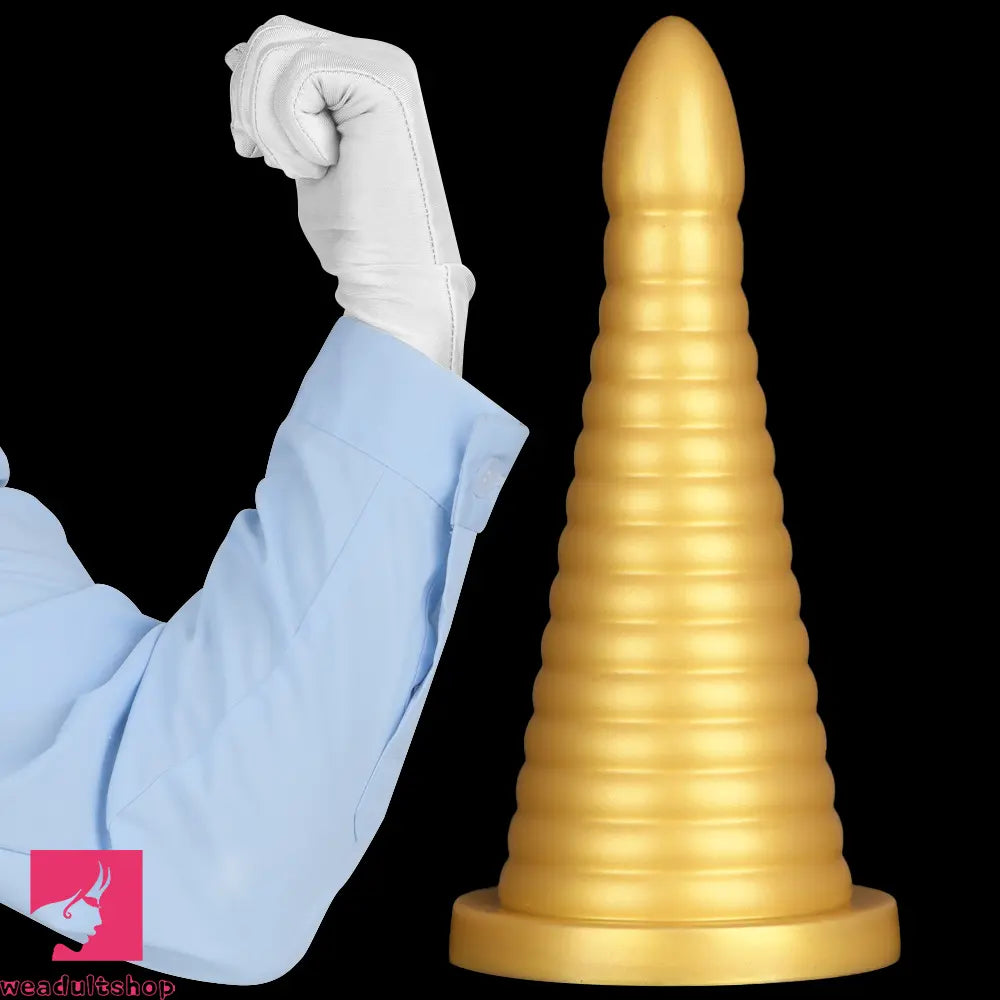 10.23in 14.56in Large Thread Gold Silicone Pagoda Thick Large Anal Dildo
