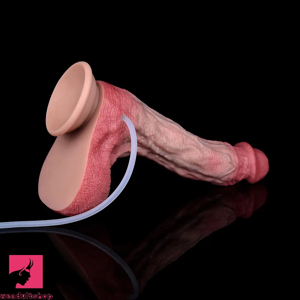 10.12in Couple Sex Game Toy Dual Density Silicone Ejaculating Real Dildo