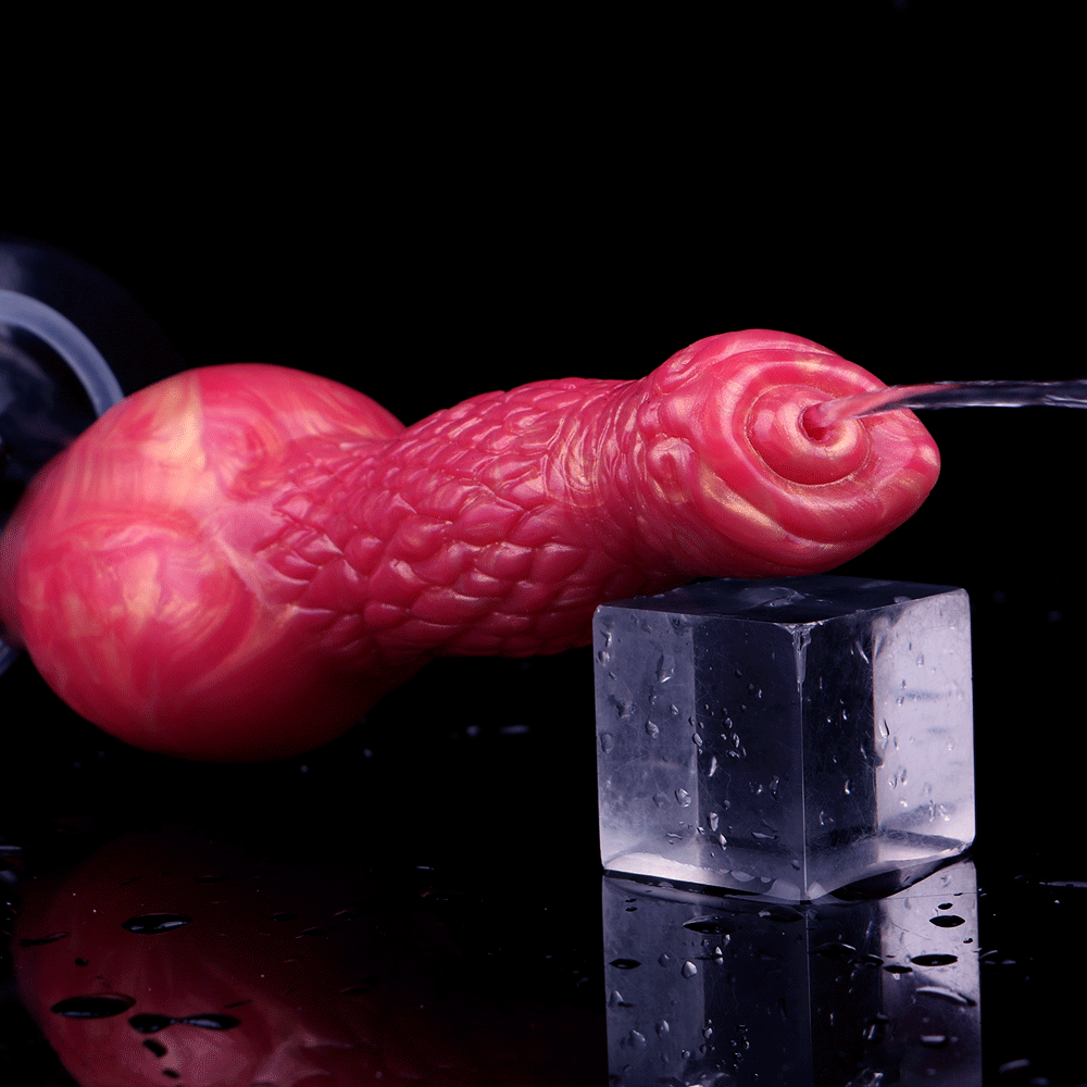 8.54in Fantasy Knotted Silicone Soft Big Dildo Ejaculating Penis Cock Toy