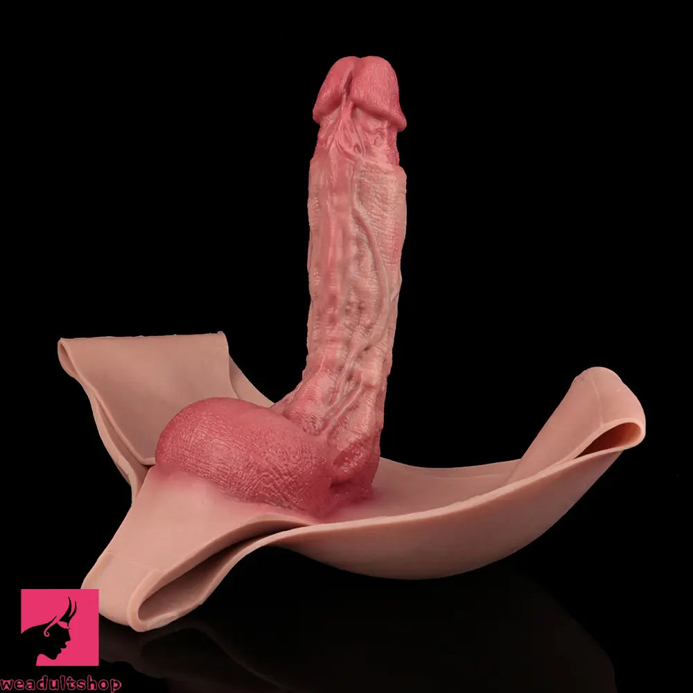 9.25in Hollow Penis Dildo Sleeve Silicone Soft Pants For Hands-Free Sex