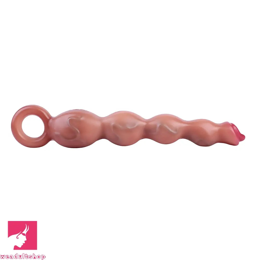 9.8in Big Vibrating Silicone Soft Pulling Beads Cock Dildo With 3 Motors