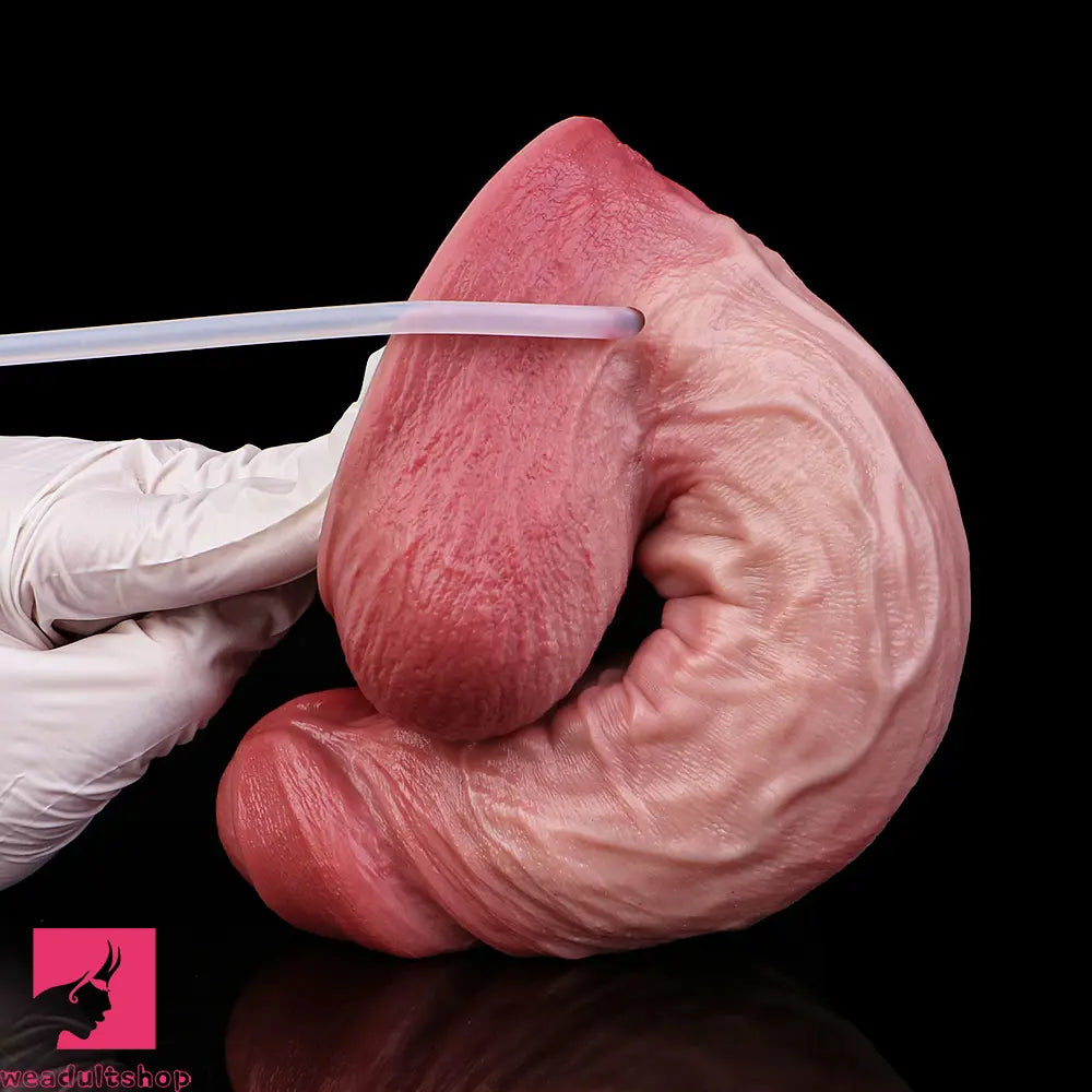 8.11in Liquid Silicone Uncut Double Layer Realistic Cumming Dildo Cock