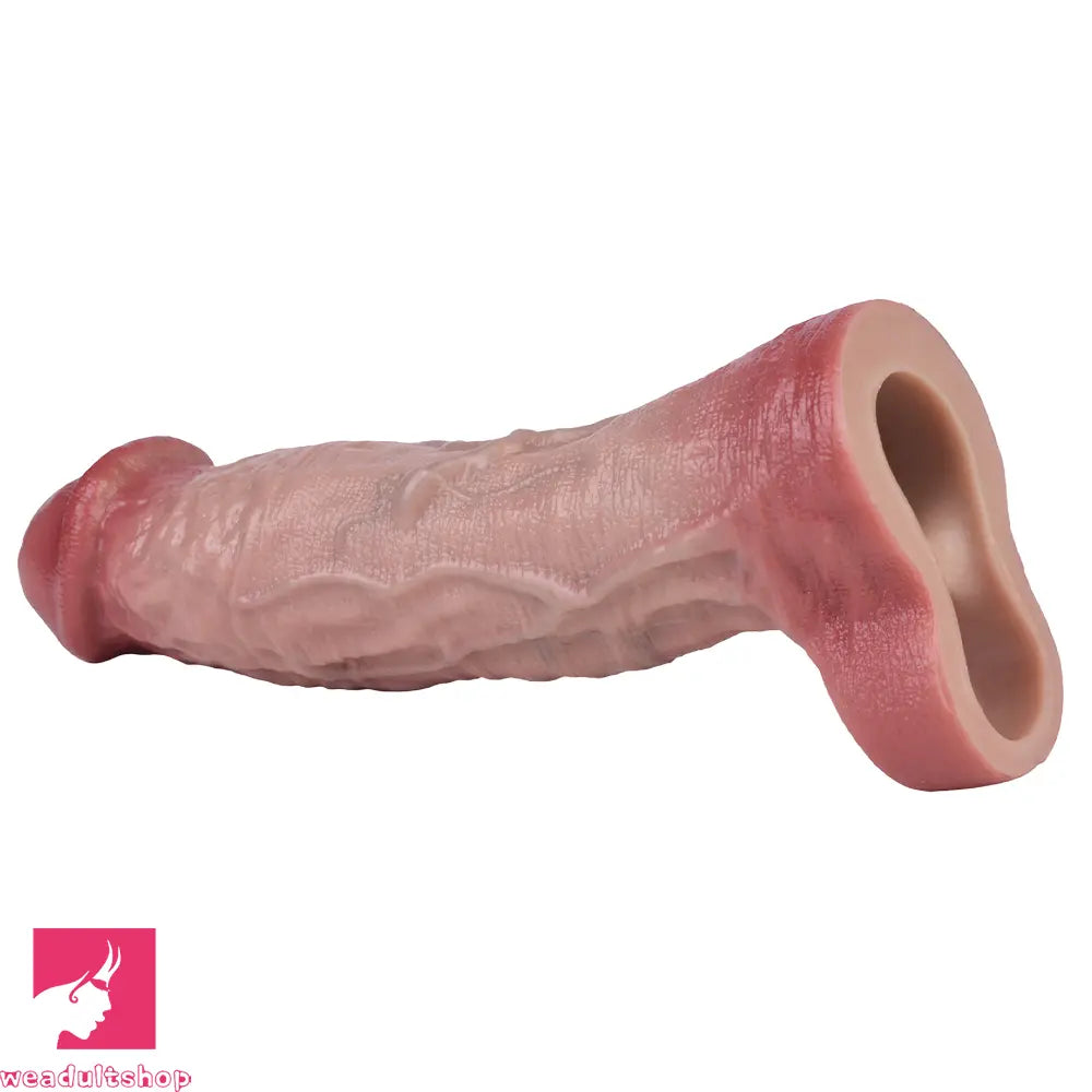 9.06in Vibrating Lifelike Remote Silicone Hollow Dildo Sleeve Extender