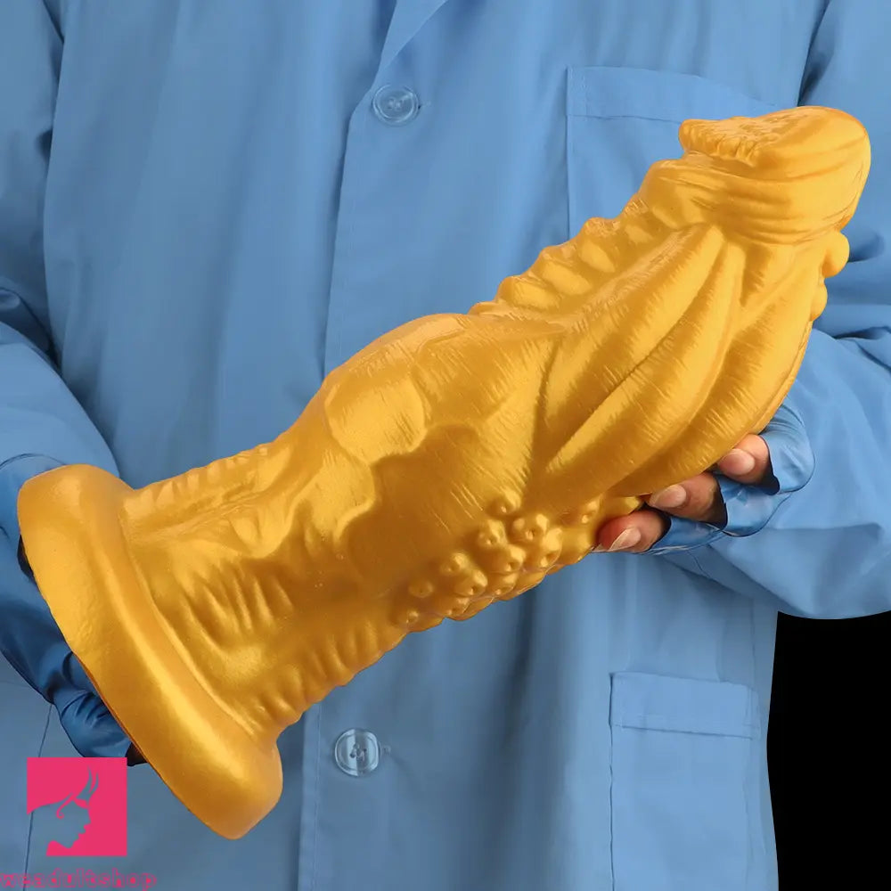 8.66in 9.06in 9.84in 11.42in 12.4in Golden Silicone Fantasy Soft Anal Dildo