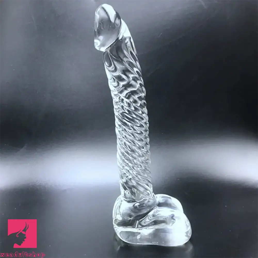 7.68in Crystal Clear Penis Glass Fantasy Dildo Male Female Masturbator 7.68in Crystal Clear Penis Glass Fantasy Dildo Male Female Masturbator