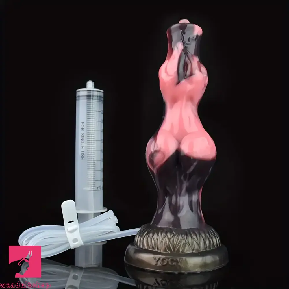 8.07in Luminous Squirting Knot Animal Big Silicone Soft Dildo For Anal