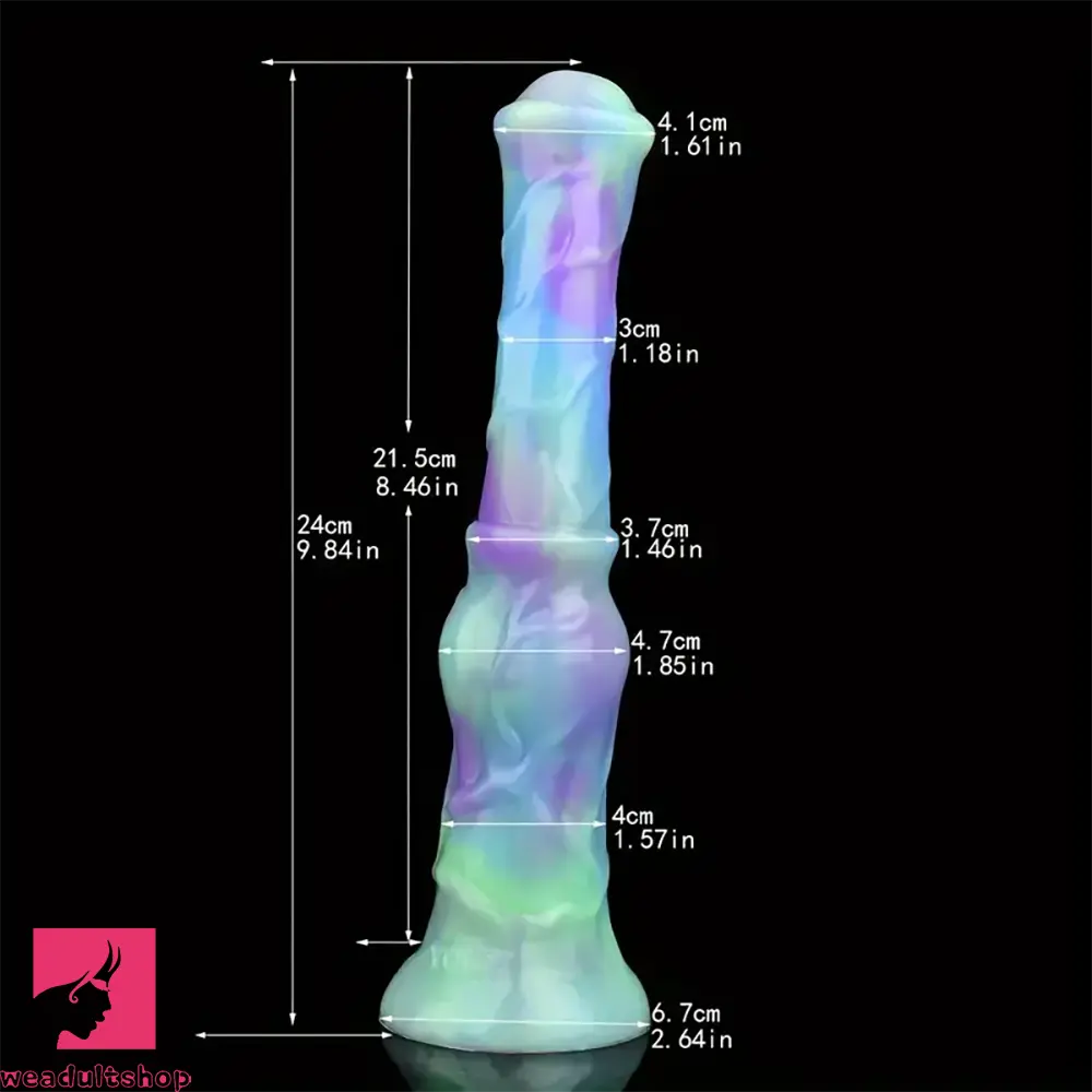 9.84in Colorful Soft Silicone Animal Horse Dildo For Men Women Toy