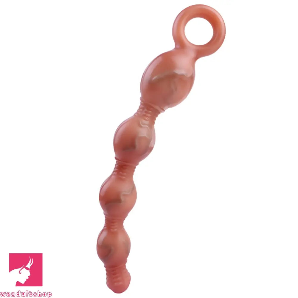 10.5in Big Vibrating Silicone Soft Pulling Beads G Spot Dildo With 3 Motors