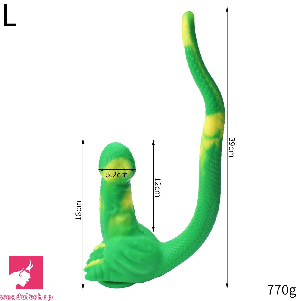 12.8in 15.35in Dinosaur Silicone Soft Big Glowing Penis Dildo For Women