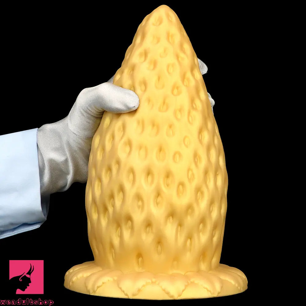5.9in 8.07in 9.84in Gold Silicone Thick Strawberry Penis Anal Plug Dildo