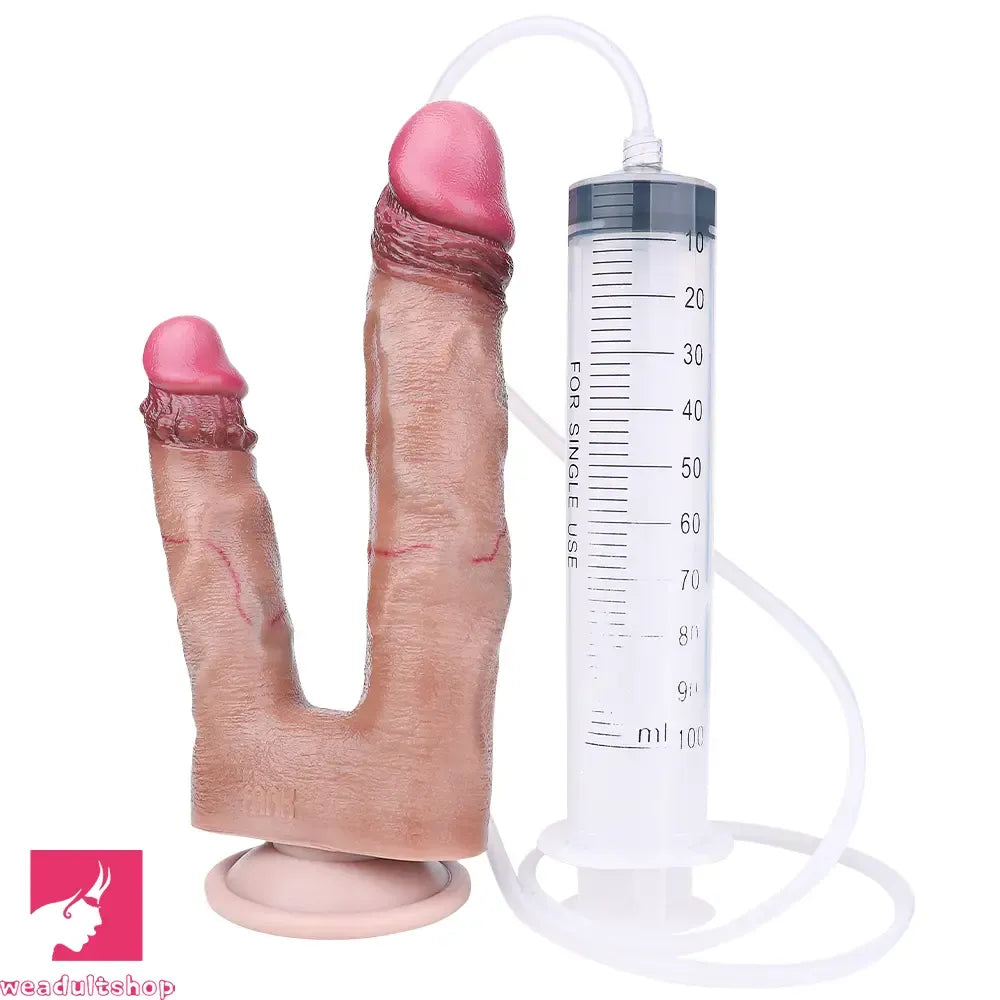 8.26in Double Density Silicone Soft Ejaculating Dual Ended Large Big Dildo