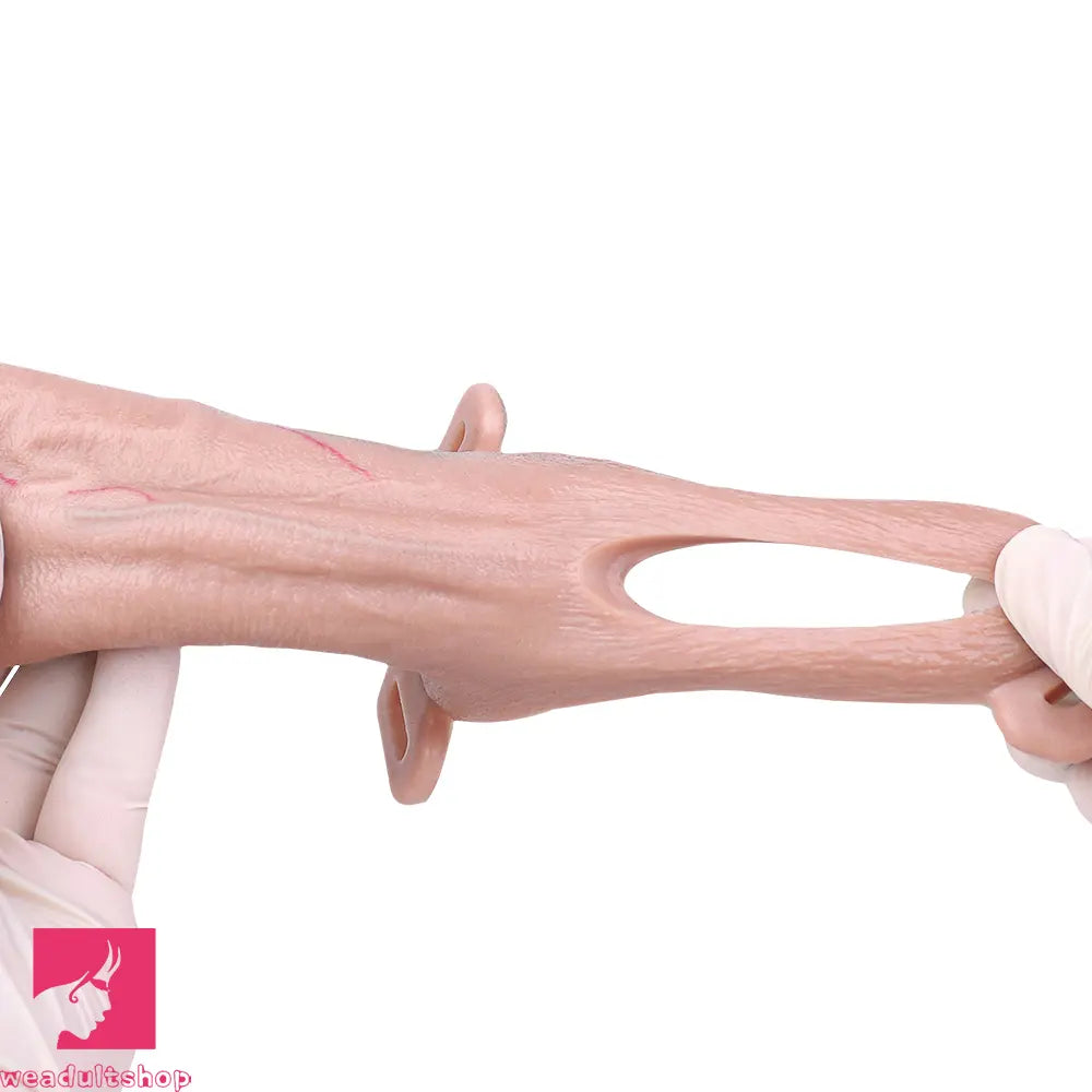 7.16in Strap on Penis Extender Uncut Cock Sleeve Dildo For G-Spot Anus