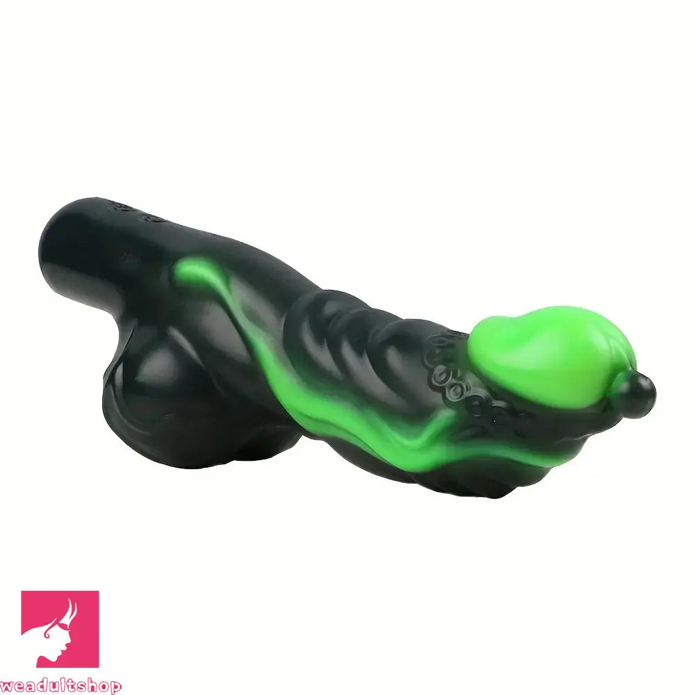 8.11in Weird Penis Three Colors Soft Silicone Postpartum Handle Dildo