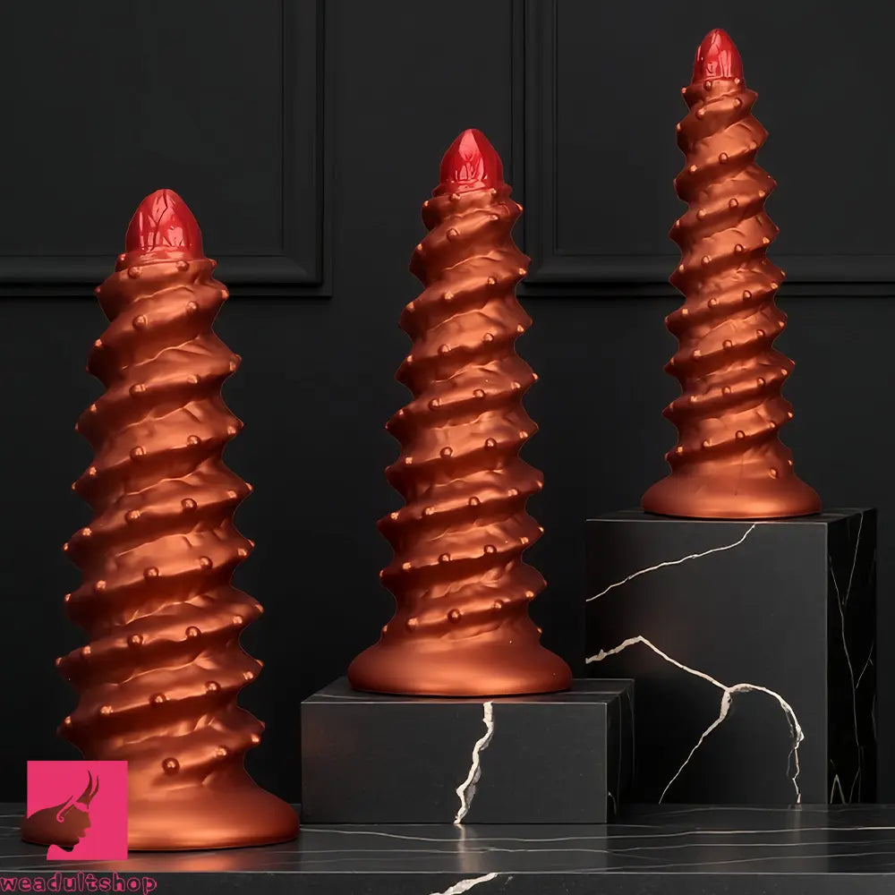 10.43in 12in 14.17in Extra-Big Long Threaded Silicone Sharp Head Dildo