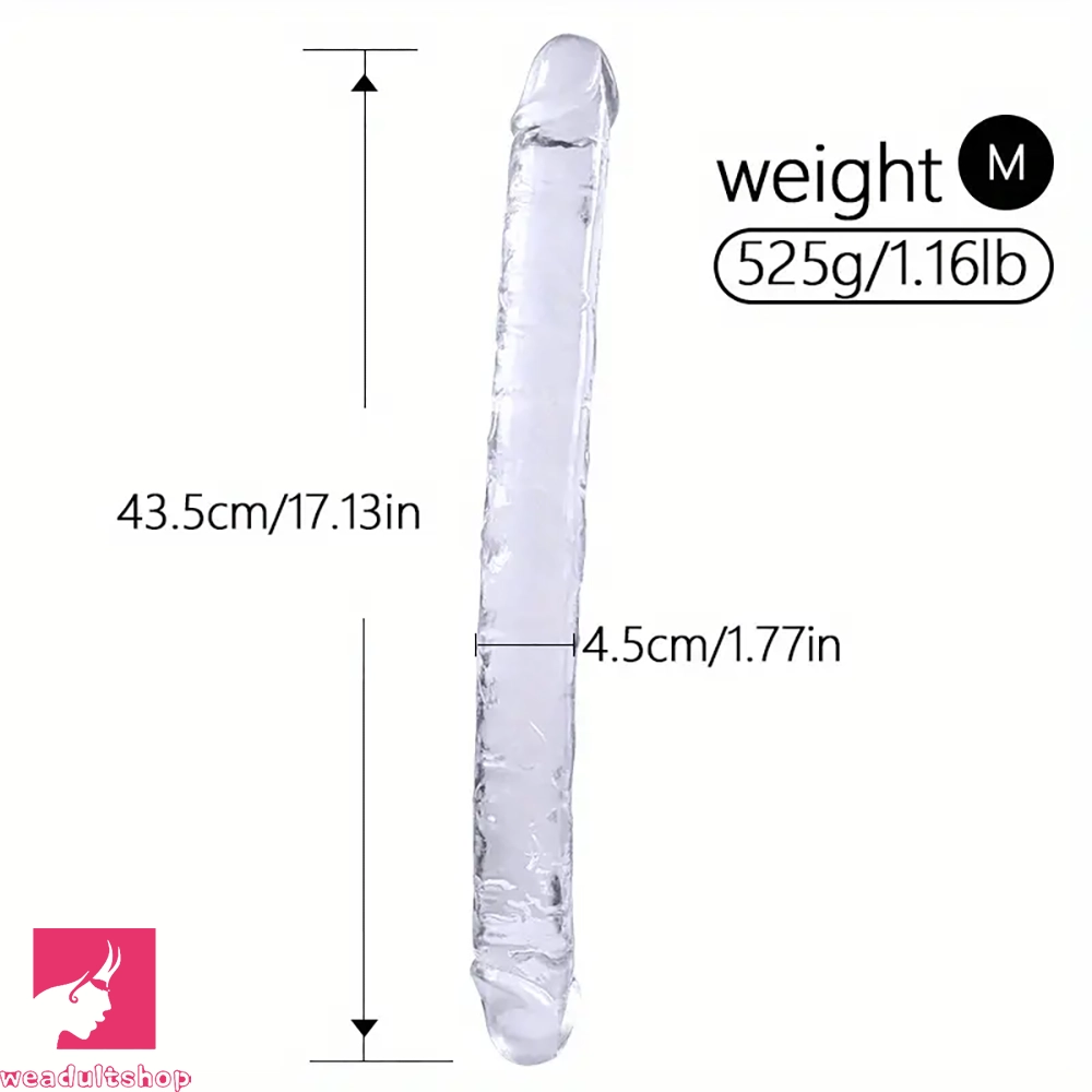 12in 13.58in 14.57in 17.13in Double-Ended Long Realistic Clear Big Dildo
