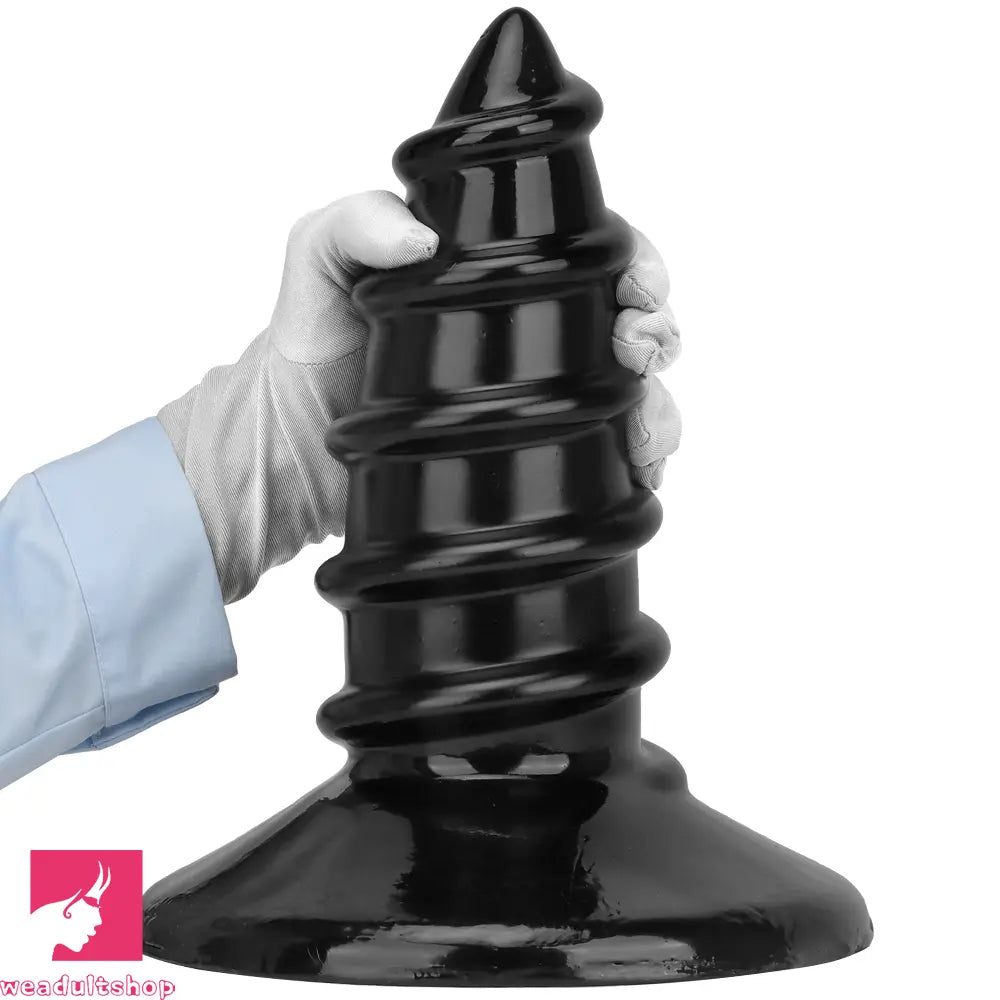 9.05in 11.22in Black Oversized Screw Giant PVC Penis Anal Plug Fat Dildo