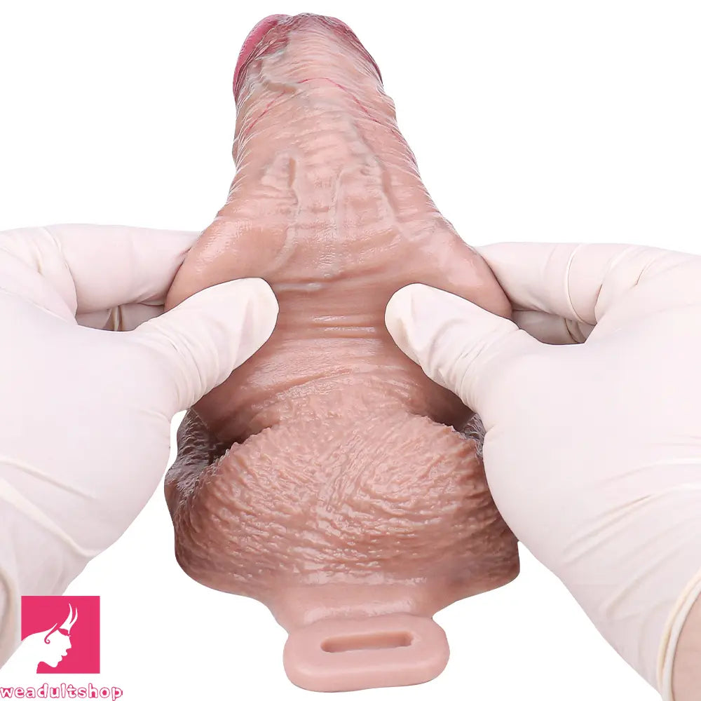 7.28in Lifelike Strap on Penis Extender Cock Sleeve Dildo For Vaginal Clit