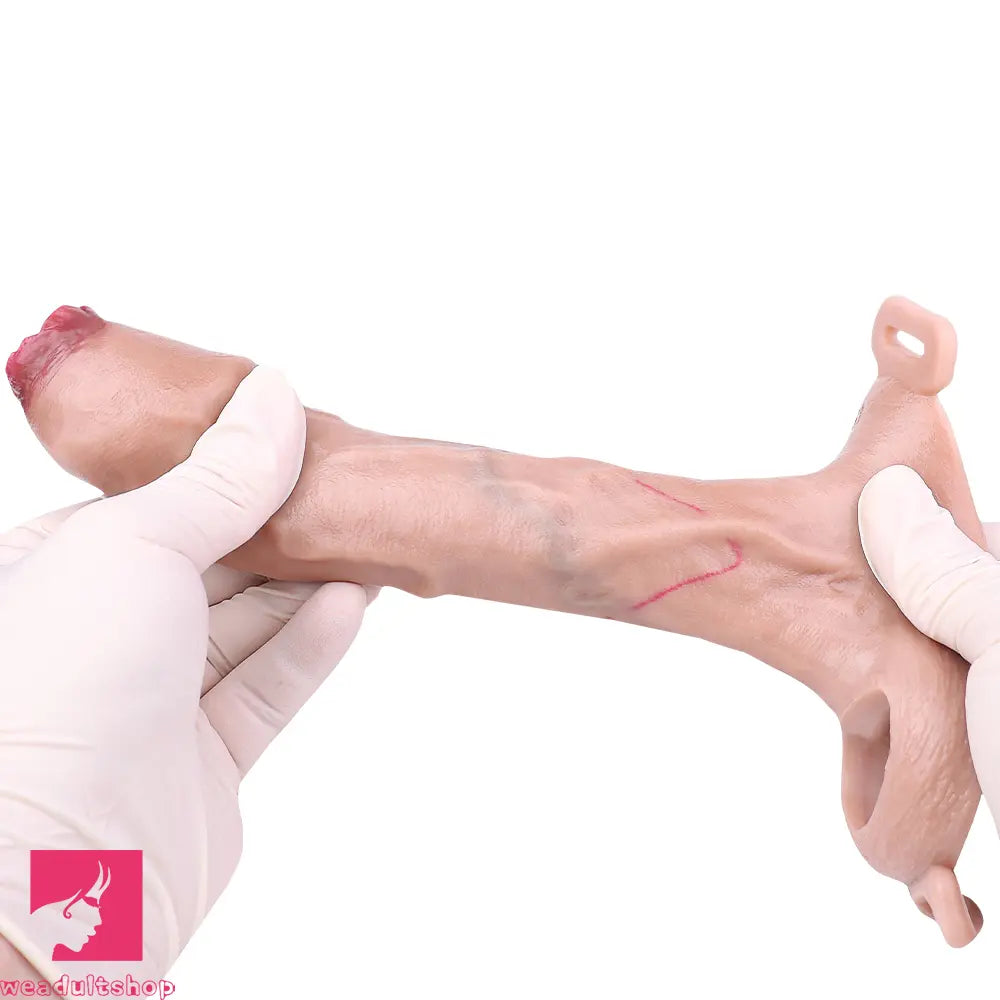 6.41in Lifelike Uncut Strap on Penis Extender Cock Sleeve Dildo For Clit