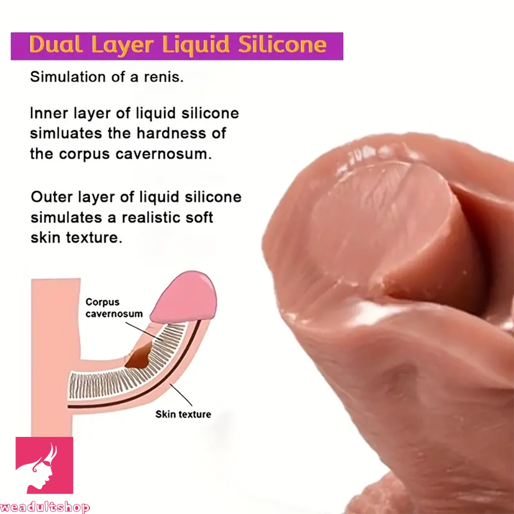 7.87in 8.27in Realistic Massage Silicone Dual Density Uncut Sliding Skin Dildo