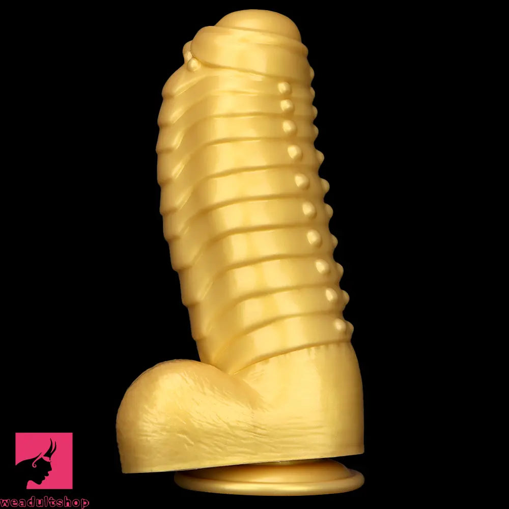 12.2in 13.38in Golden Liquid Silicone Giant Caterpillar Anal Thick Cock Dildo