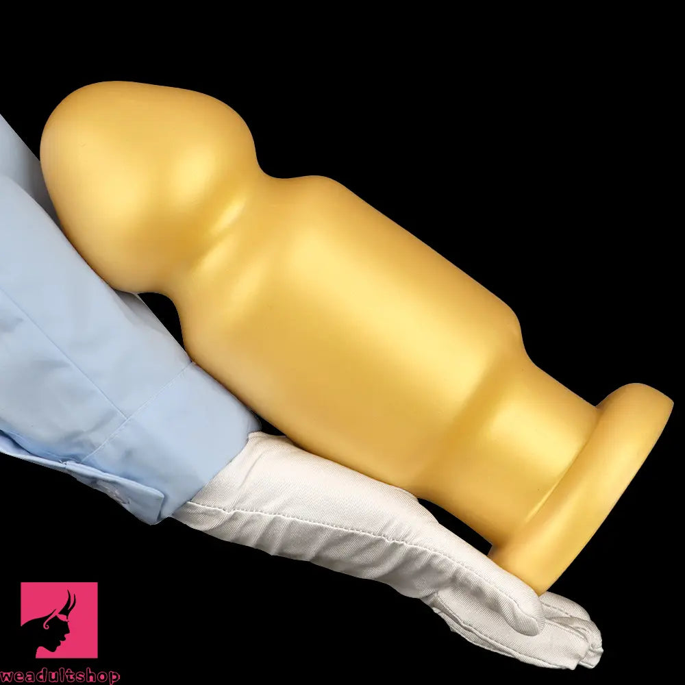 7.87in 11.22in Golden Silicone Soft Big Anal Plug Dildo For Clit Expansion