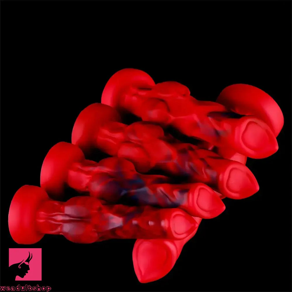 6.65in 7.63in 8.3in 9.25in 10.03in Red Black Odd Monster Dog Knot Dildo