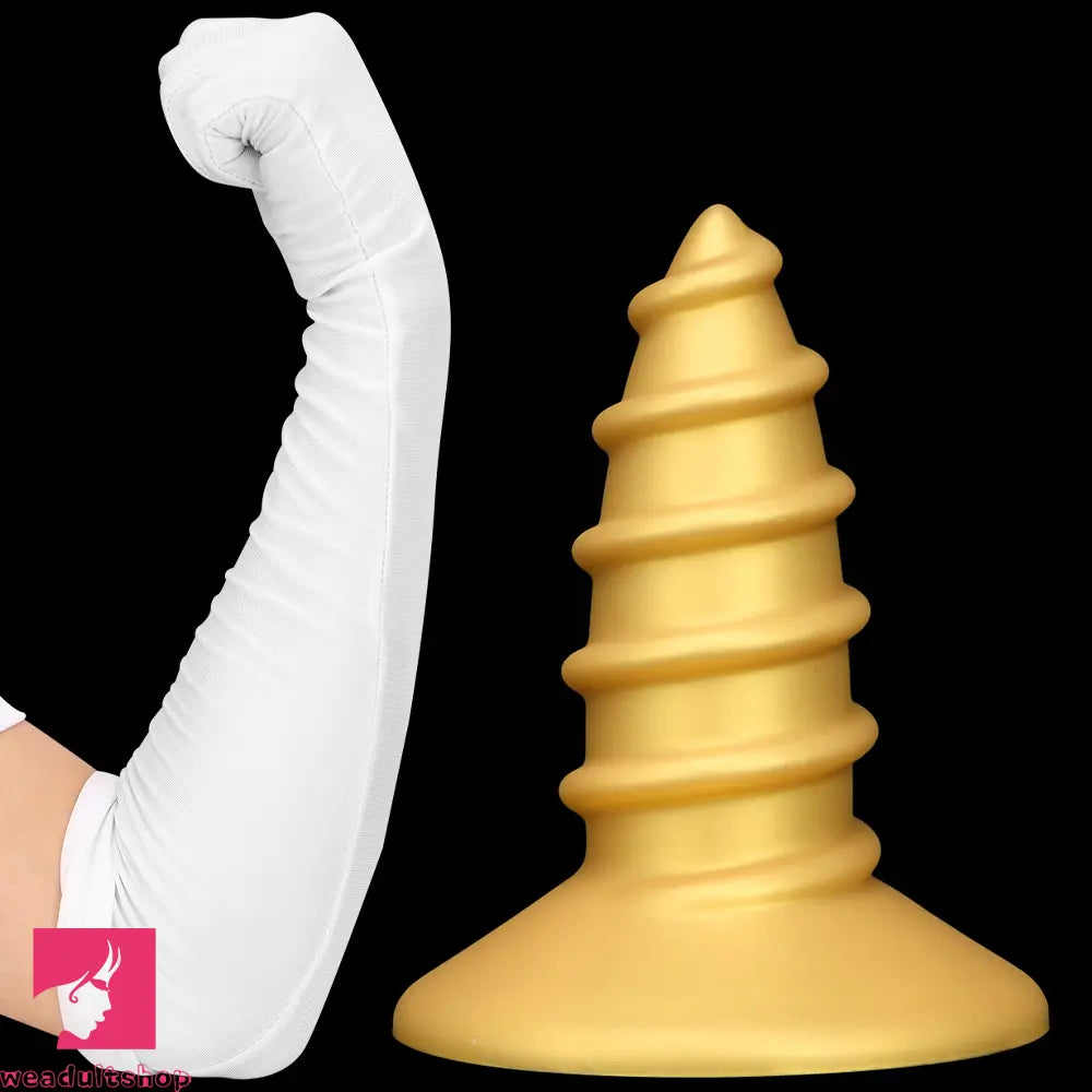 9.05in 11.22in Gold Silicone Screw Giant Cock Anal Plug Thick Fisting Dildo