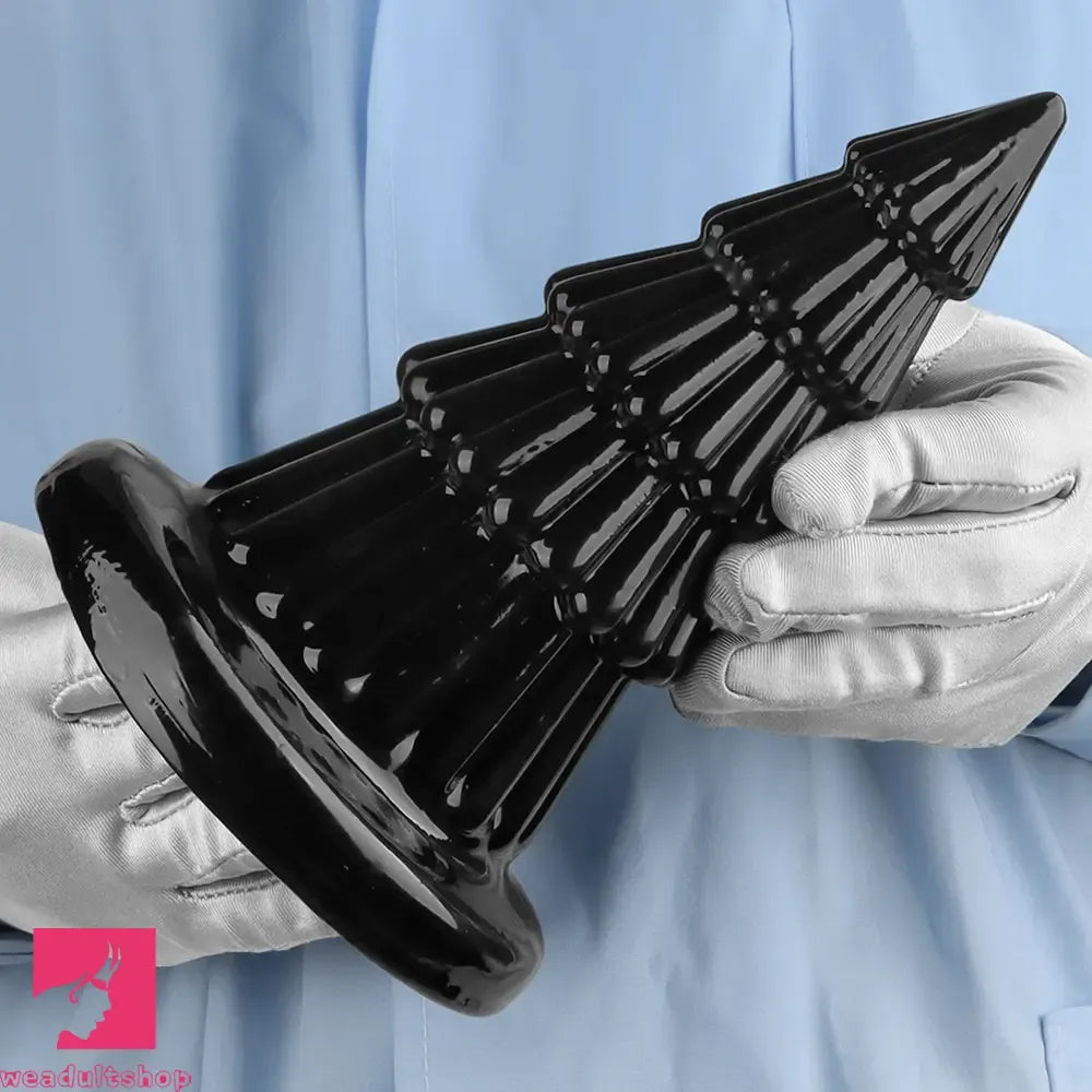 7.67in Christmas Tree PVC Black Extra Butt Plug Cock Dildo With Suction Cup