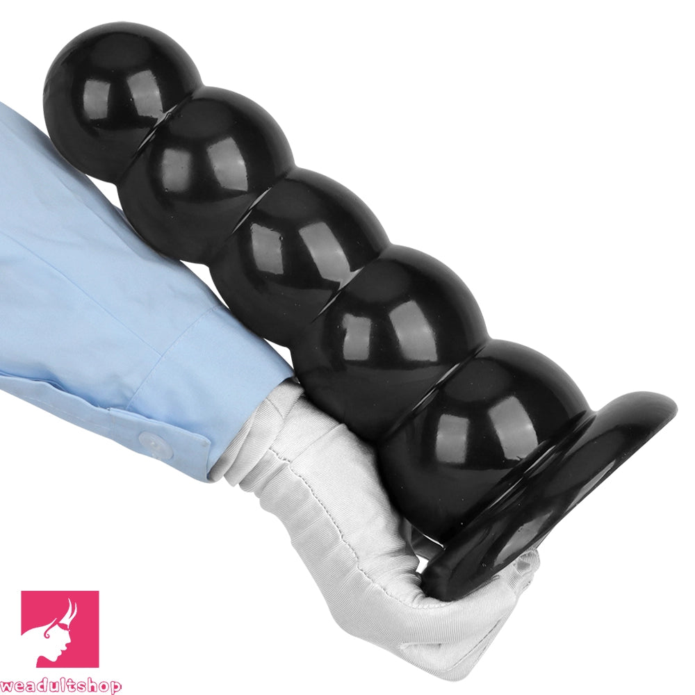 7.08in 9.05in 10.62in Black Beads Tower Five Bead Big Anal Plug Cock Dildo