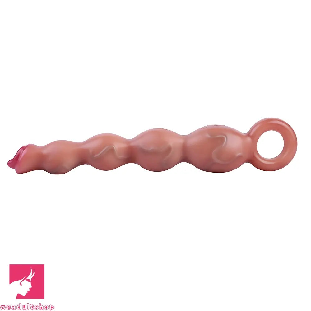 9.8in Big Vibrating Silicone Soft Pulling Beads Cock Dildo With 3 Motors