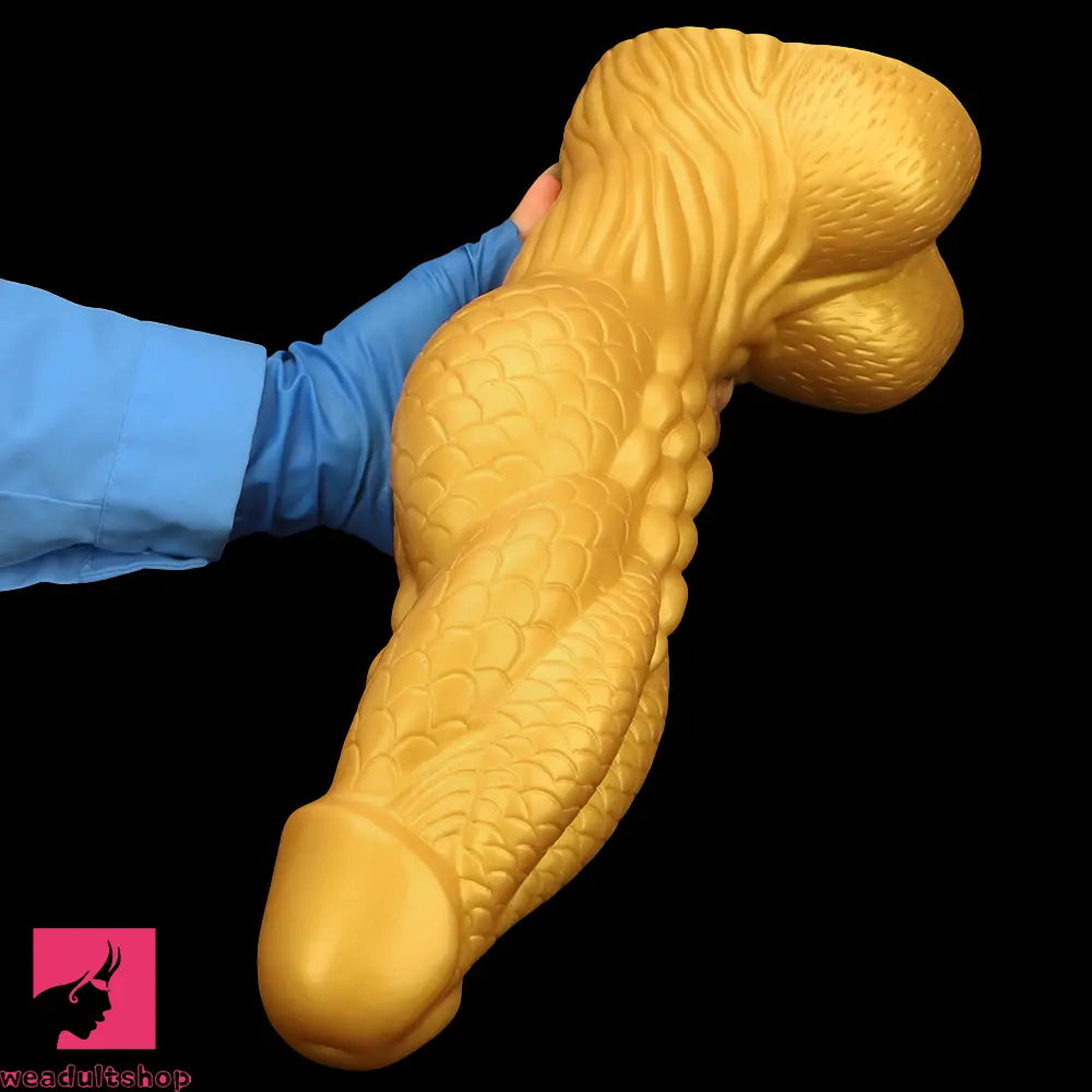 14.56in Gold Silicone Dragon Soft Big Long Realistic Animal Thick Dildo