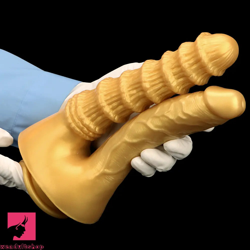 10.82in Big Silicone Soft Gold Double-headed Dildo For Female Lesbian Sex