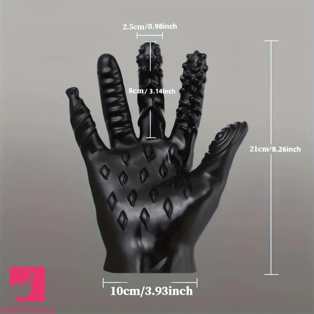 8.3in Finger Spiked Dildo Glove For Manual Massage Stimulating Clit Toy
