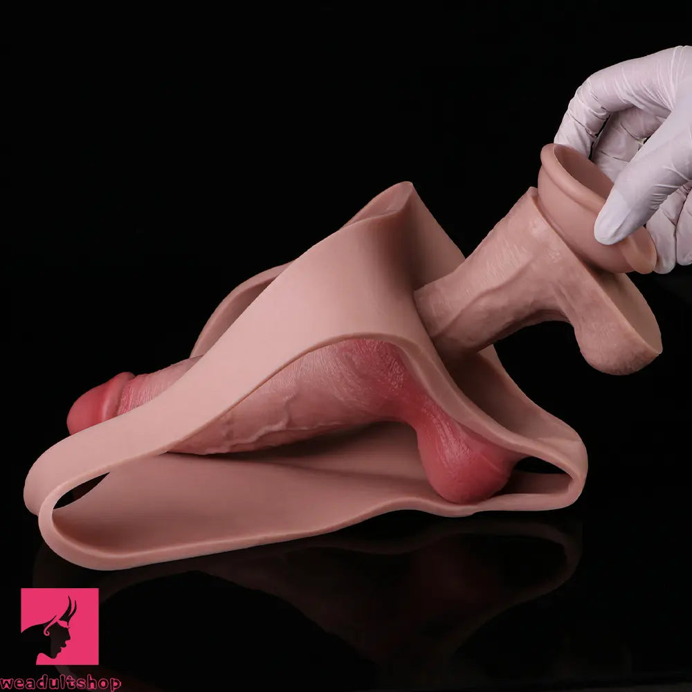 7.99in Wearable Silicone Lifelike Dildo Pants Real Skin Hollow Penis Sleeve