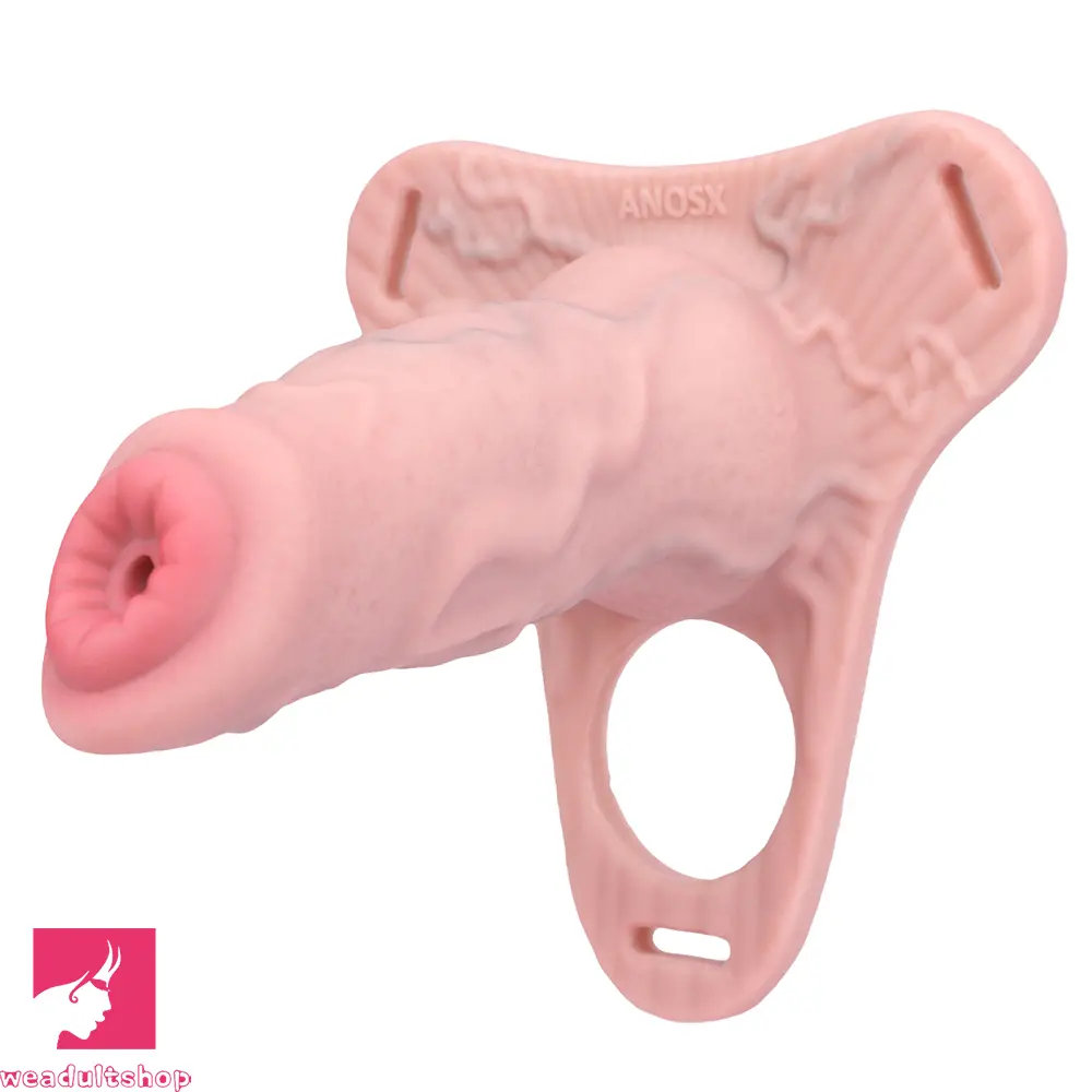4.92in Silicone Animal Penis Cage Strap on Chastity Dildo Lock Cock Ring