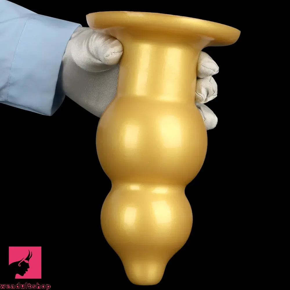 5.11in 9.05in Golden Silicone Big Thick Butt Plug Dildo Cock Clit Stimulator