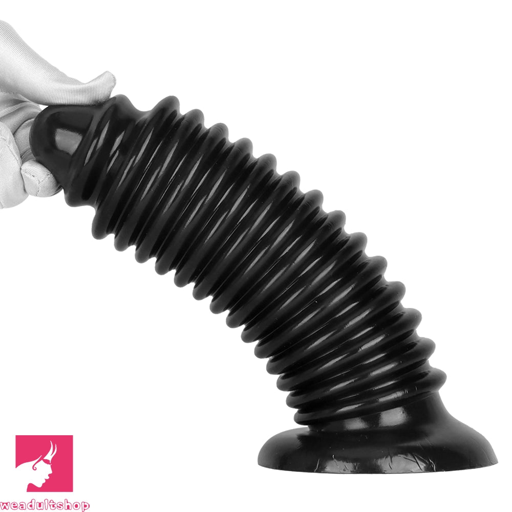 6.88in 9.84in Black Pointed Tip Threaded Big PVC Butt Plug Cock Dildo