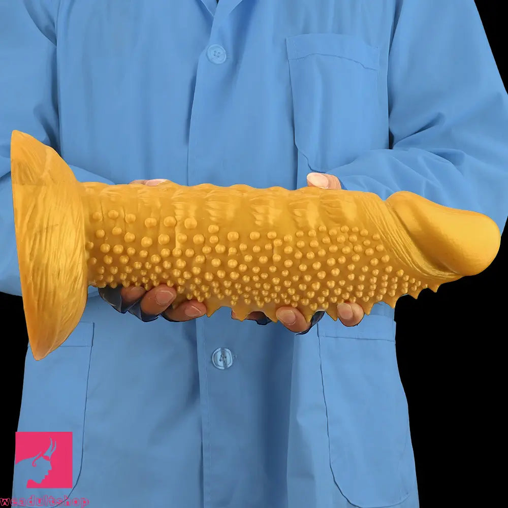 .48in 9.05in 10.62in 12.59in 14.17in Golden Soft Wolf-tooth Spiked Dildo
