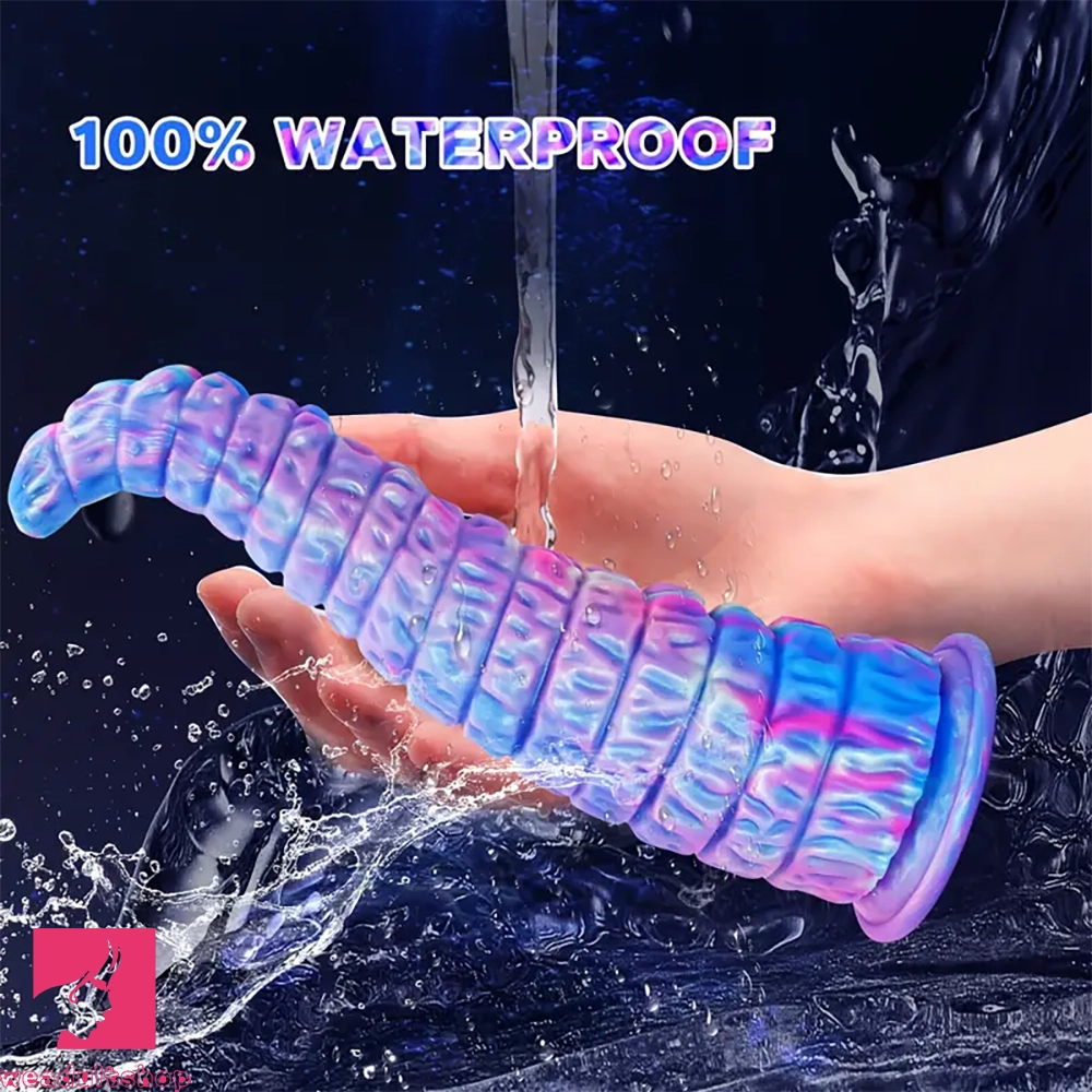 12.59in Monster Silicone Thick Tapered Head Raised Ridge Big Clit Dildo