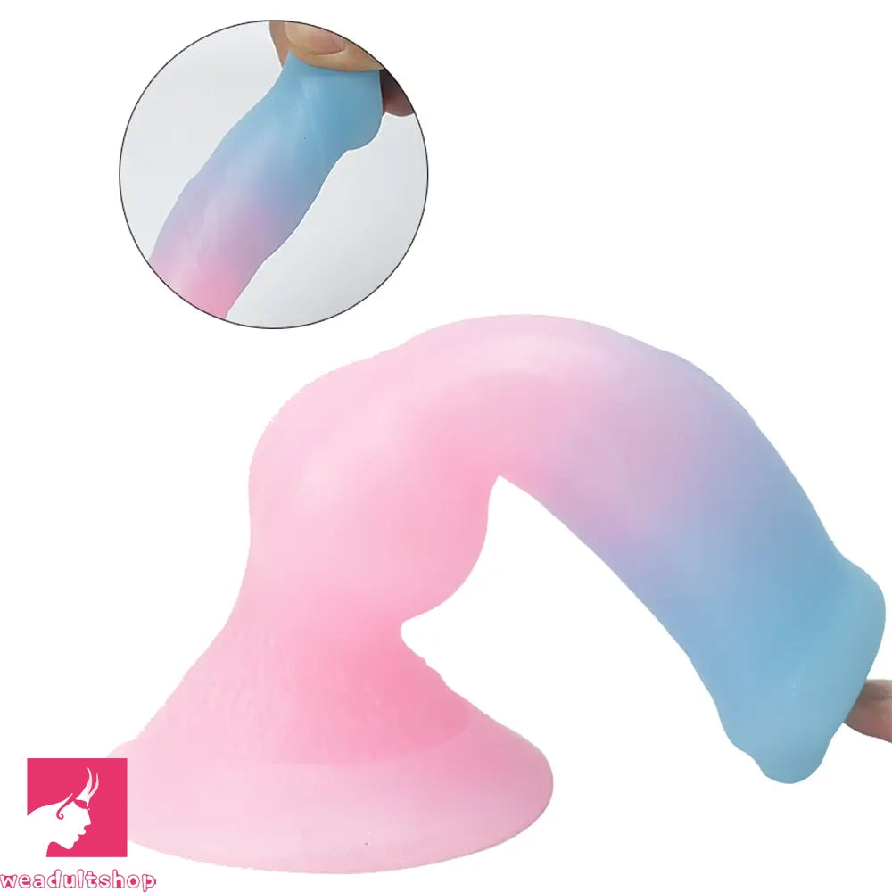 7.49in Dog Cock Knot Dildo Silicone Soft Animal Cock Luminous Clit Dildo