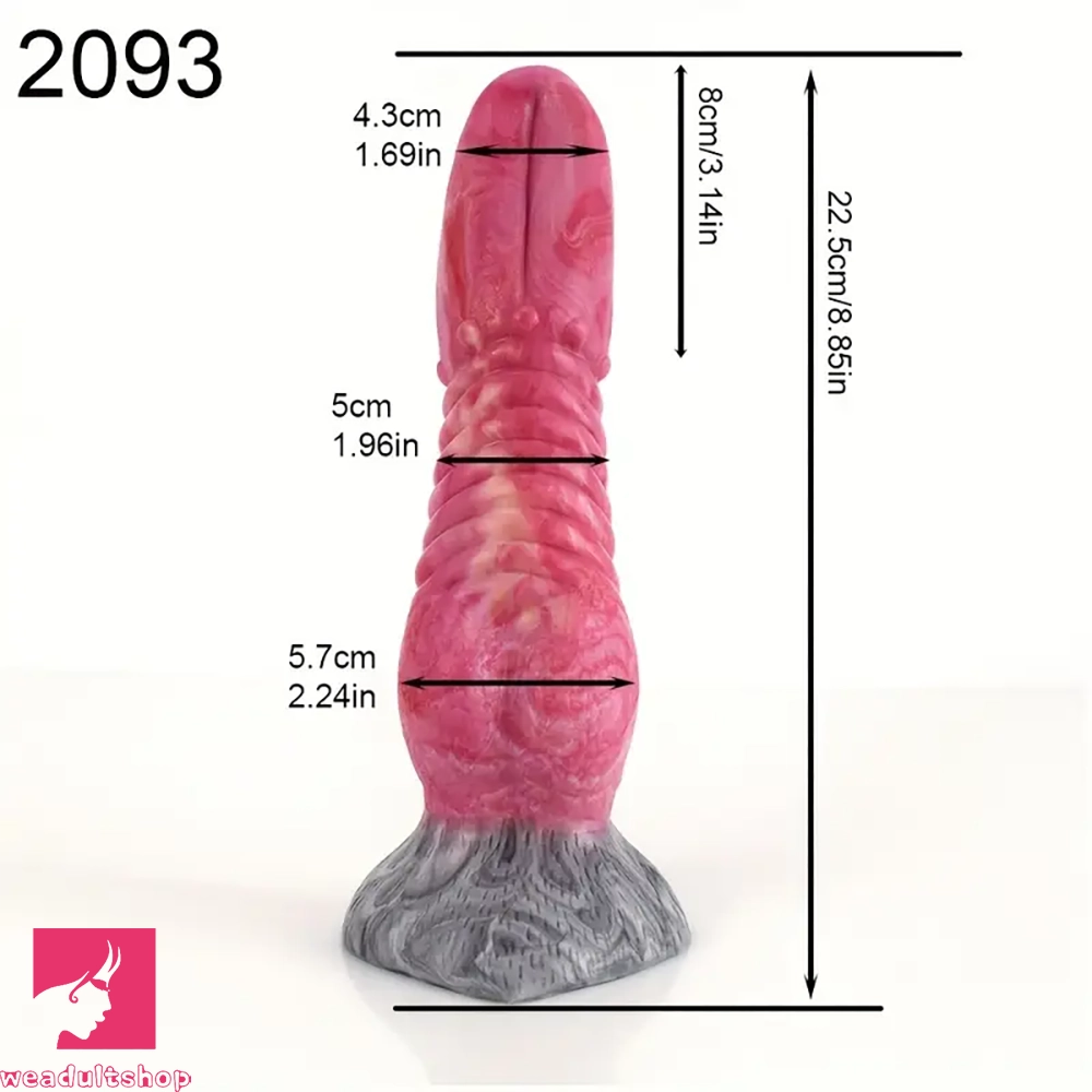 8.85in Realistic Tongue Knot Silicone Fantasy Odd Big Dildo Adult Toy