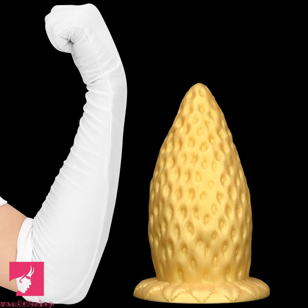 5.9in 8.07in 9.84in Gold Silicone Thick Strawberry Penis Anal Plug Dildo